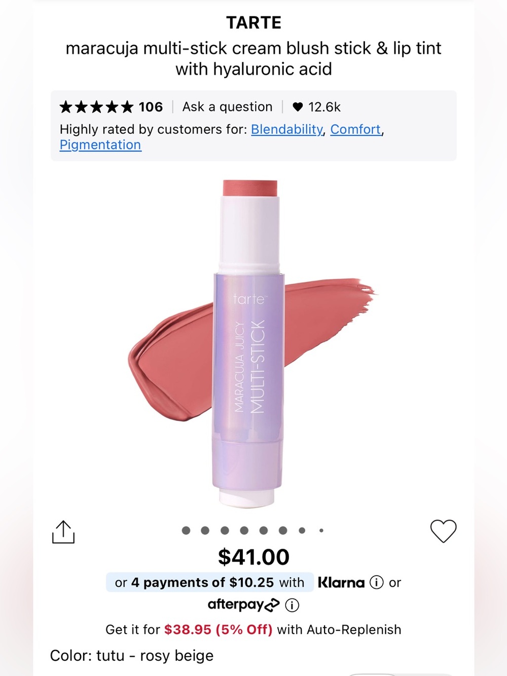 Tarte Maracuja Juicy multi-stick cream blush and lip tint
